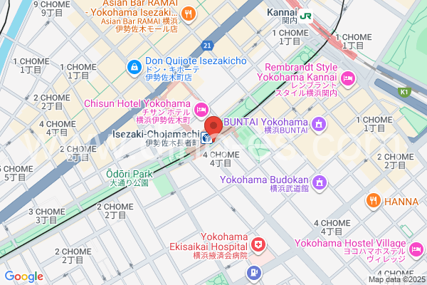 伊勢佐木長者町メンズエステの地図です。map of Isezakichōjamachi station where spa and massage salons are located