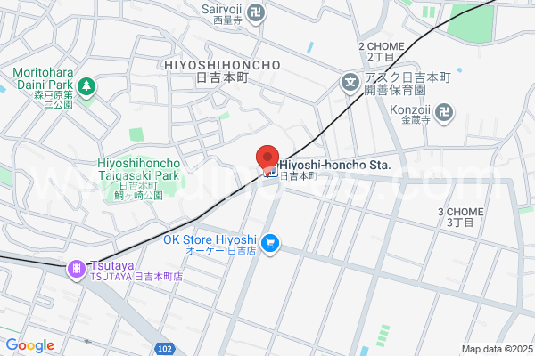 日吉本町メンズエステの地図です。map of Hiyoshi-Honchō station where spa and massage salons are located