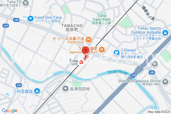 田奈メンズエステの地図です。map of Tana station where spa and massage salons are located