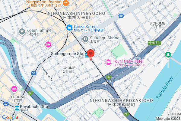 水天宮前メンズエステの地図です。map of Suitengūmae station where spa and massage salons are located