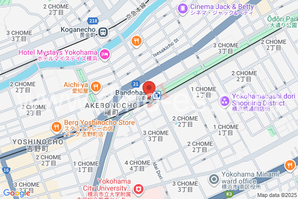 阪東橋メンズエステの地図です。map of Bandōbashi station where spa and massage salons are located