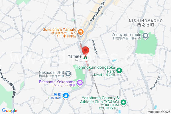 山手メンズエステの地図です。map of Yamate station where spa and massage salons are located