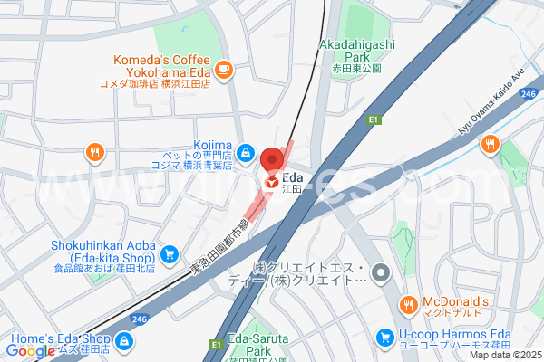 江田(神奈川)メンズエステの地図です。map of Eda station where spa and massage salons are located