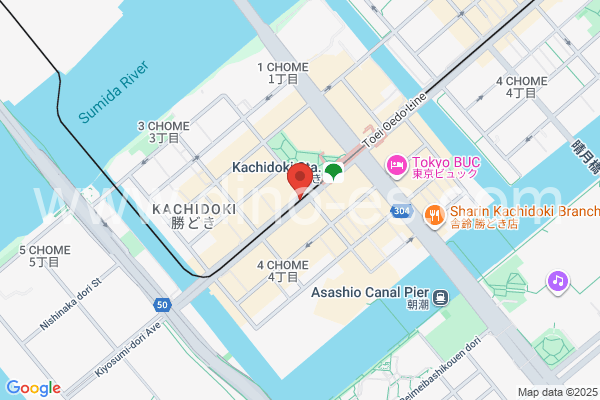 勝どきメンズエステの地図です。map of Kachidoki station where spa and massage salons are located