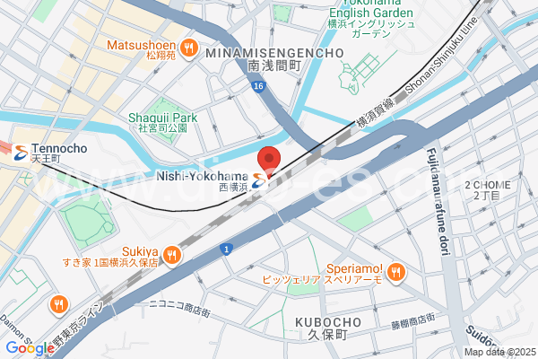 西横浜メンズエステの地図です。map of Nishi-Yokohama station where spa and massage salons are located