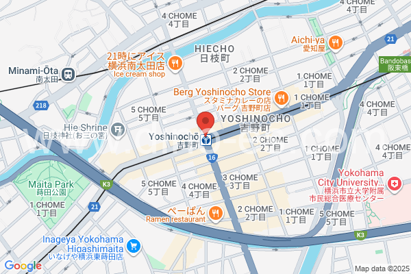 吉野町メンズエステの地図です。map of Yoshinochō station where spa and massage salons are located