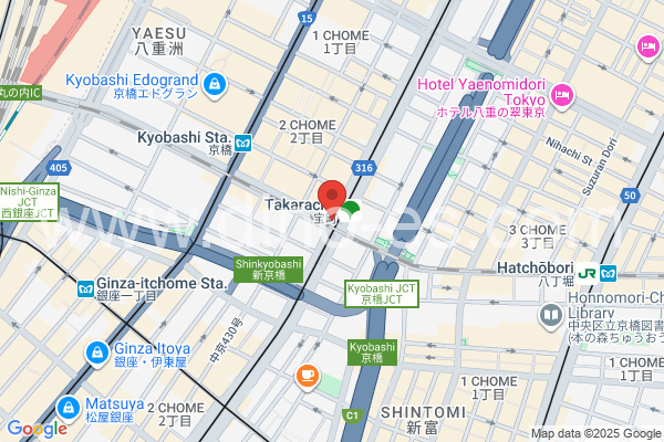 宝町(東京)メンズエステの地図です。map of Takarachō station where spa and massage salons are located