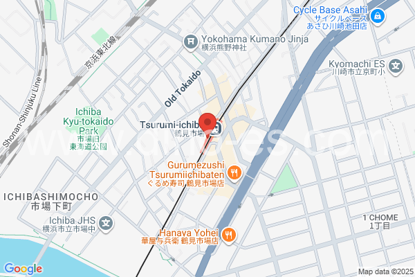 鶴見市場メンズエステの地図です。map of Tsurumi-Ichiba station where spa and massage salons are located
