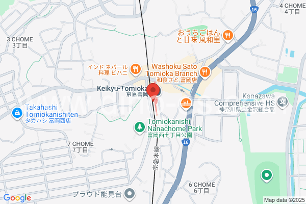 京急富岡メンズエステの地図です。map of Keikyū Tomioka station where spa and massage salons are located