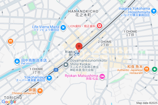 蒔田メンズエステの地図です。map of Maita station where spa and massage salons are located