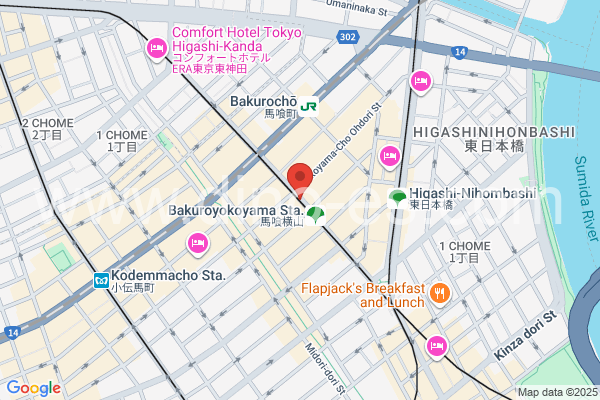 馬喰横山メンズエステの地図です。map of Bakuroyokoyama station where spa and massage salons are located
