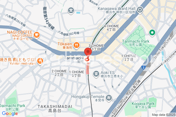 反町メンズエステの地図です。map of Tammachi station where spa and massage salons are located