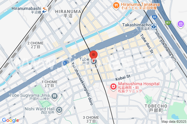 戸部メンズエステの地図です。map of Tobe station where spa and massage salons are located