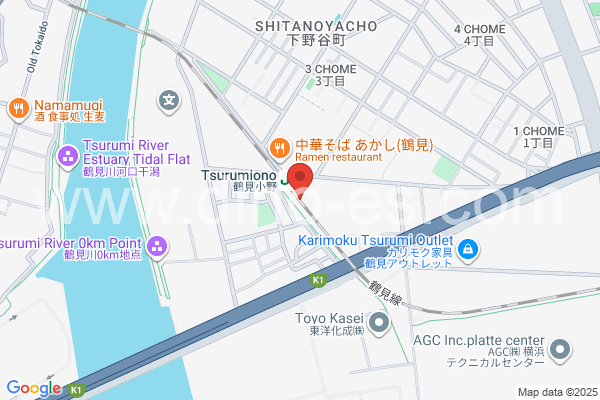 鶴見小野メンズエステの地図です。map of Tsurumi-Ono station where spa and massage salons are located