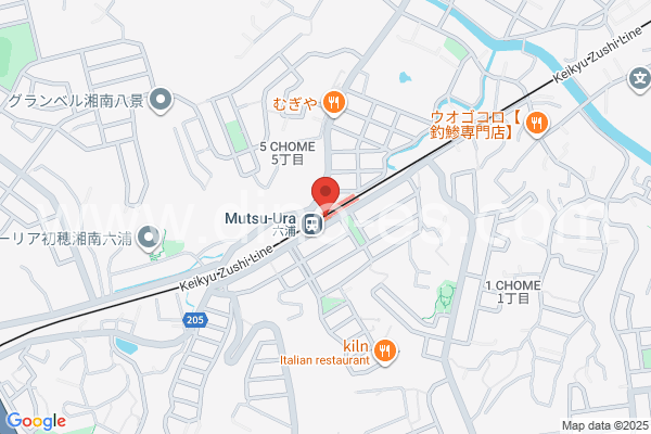 六浦メンズエステの地図です。map of Mutsuura station where spa and massage salons are located