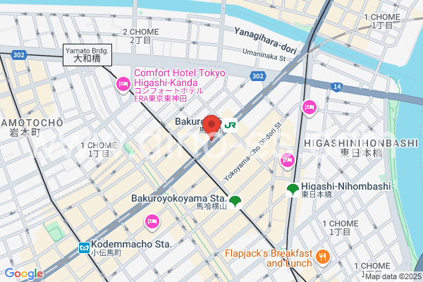 馬喰町メンズエステの地図です。map of Bakurochō station where spa and massage salons are located