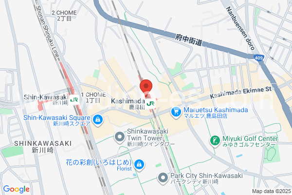 鹿島田メンズエステの地図です。map of Kashimada station where spa and massage salons are located