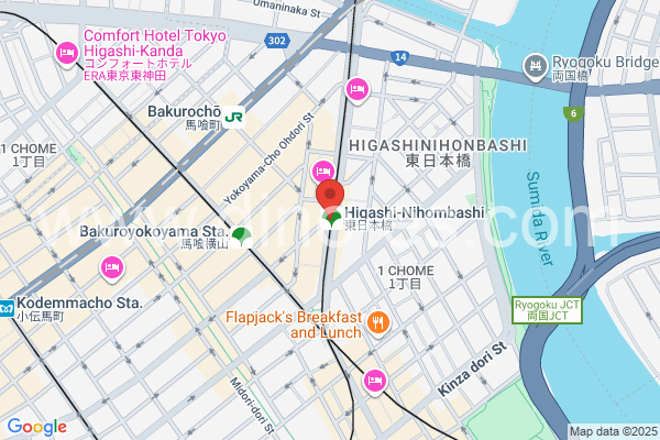 東日本橋メンズエステの地図です。map of Higashi-Nihombashi station where spa and massage salons are located