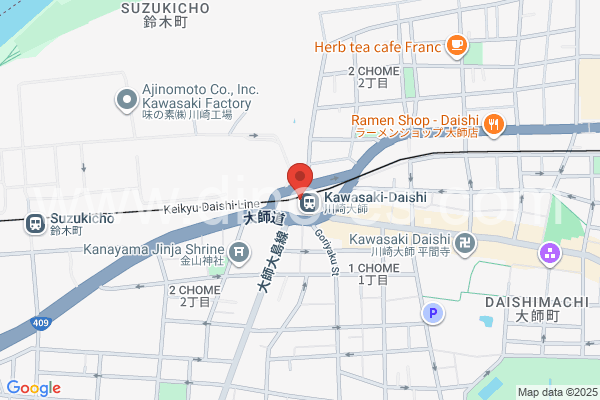 川崎大師メンズエステの地図です。map of Kawasaki-Daishi station where spa and massage salons are located