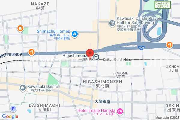 東門前メンズエステの地図です。map of Higashi-Monzen station where spa and massage salons are located