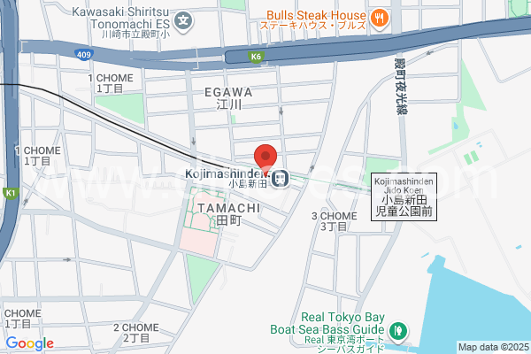 小島新田メンズエステの地図です。map of Kojimashinden station where spa and massage salons are located
