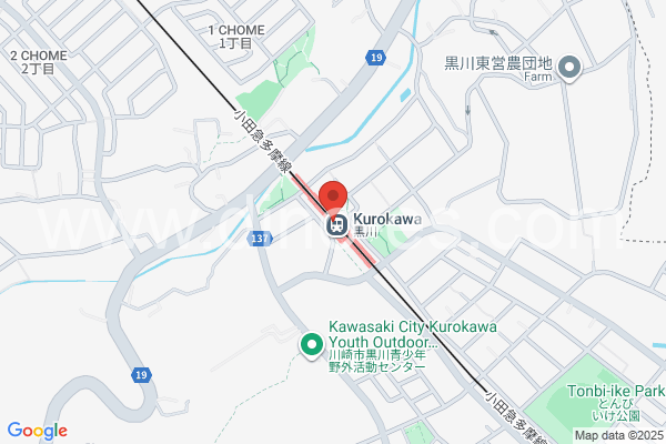 黒川(神奈川)メンズエステの地図です。map of Kurogō station where spa and massage salons are located