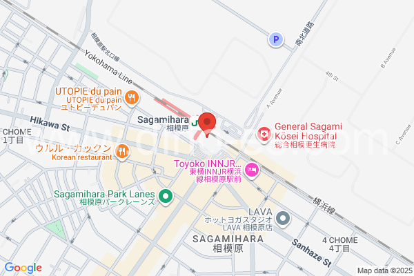 相模原メンズエステの地図です。map of Sagamihara station where spa and massage salons are located