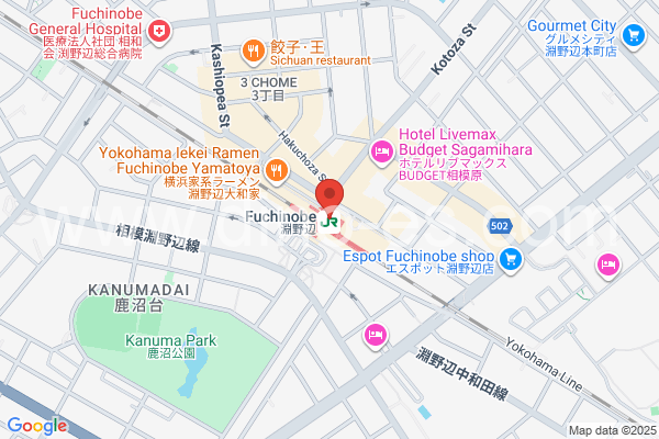淵野辺メンズエステの地図です。map of Fuchinobe station where spa and massage salons are located