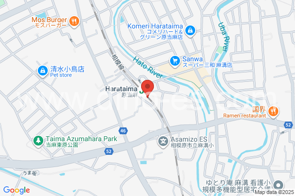 原当麻メンズエステの地図です。map of Harataima station where spa and massage salons are located