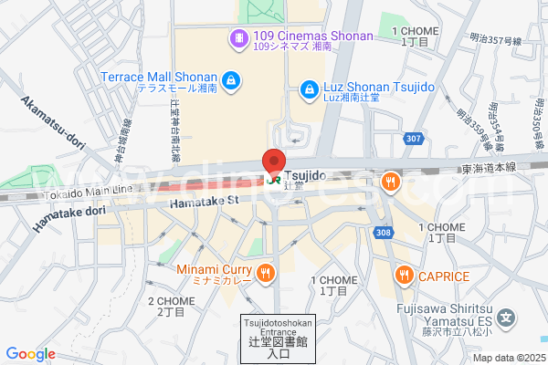 辻堂メンズエステの地図です。map of Tsujidō station where spa and massage salons are located