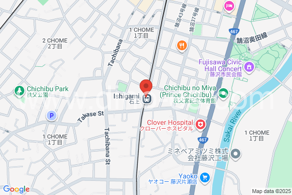 石上メンズエステの地図です。map of Ishigami station where spa and massage salons are located
