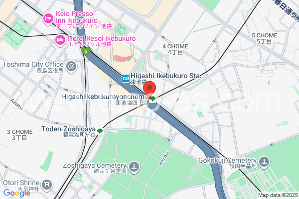 東池袋四丁目メンズエステの地図です。map of HigashiIkebukuroYonchōme station where spa and massage salons are located
