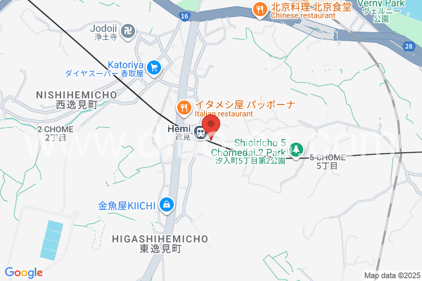 逸見メンズエステの地図です。map of Hemi station where spa and massage salons are located