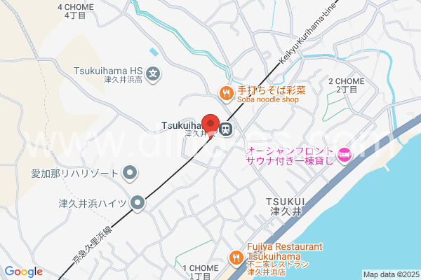 津久井浜メンズエステの地図です。map of Tsukuihama station where spa and massage salons are located