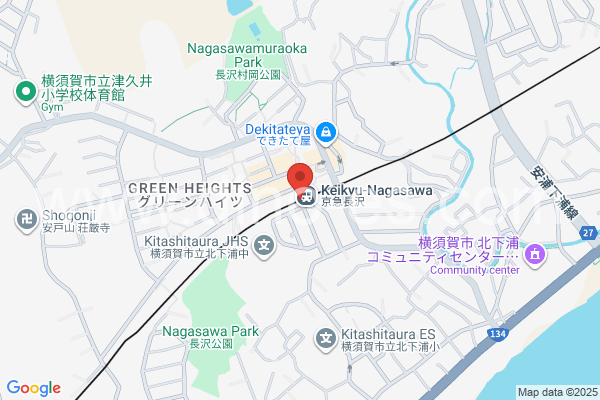京急長沢メンズエステの地図です。map of Keikyū Nagasawa station where spa and massage salons are located