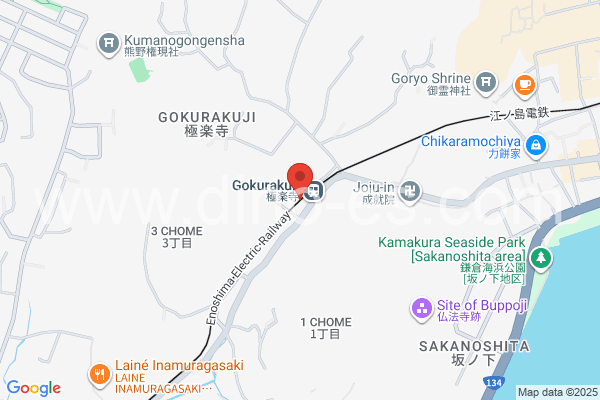 極楽寺メンズエステの地図です。map of Gokurakuji station where spa and massage salons are located
