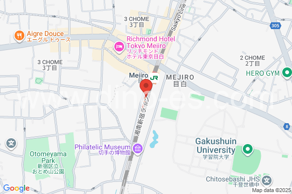 目白メンズエステの地図です。map of Mejiro station where spa and massage salons are located