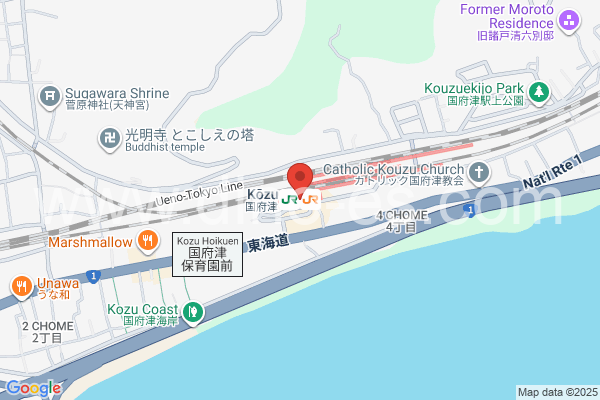 国府津メンズエステの地図です。map of Kōzu station where spa and massage salons are located