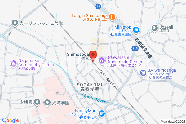 下曽我メンズエステの地図です。map of Shimo-Soga station where spa and massage salons are located