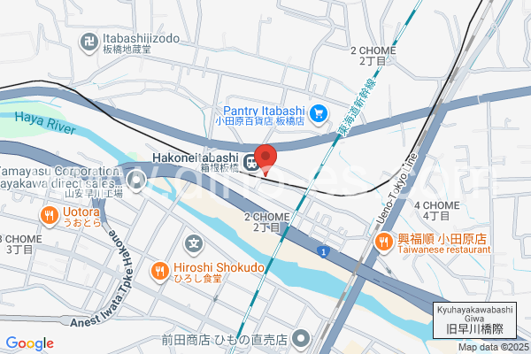 箱根板橋メンズエステの地図です。map of Hakone-Itabashi station where spa and massage salons are located