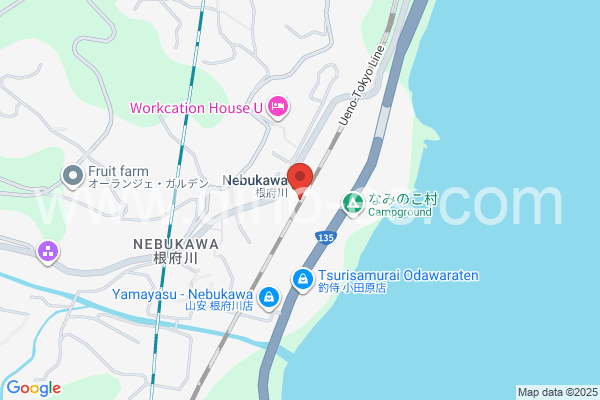 根府川メンズエステの地図です。map of Nebukawa station where spa and massage salons are located