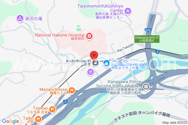 風祭メンズエステの地図です。map of Kazamatsuri station where spa and massage salons are located