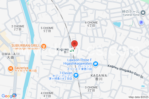 香川(神奈川)メンズエステの地図です。map of Kagawa station where spa and massage salons are located