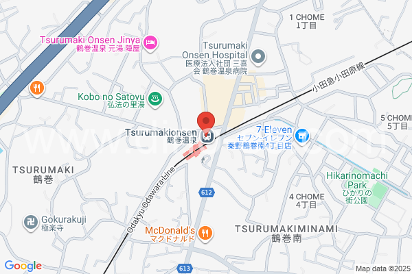 鶴巻温泉メンズエステの地図です。map of Tsurumakionsen station where spa and massage salons are located