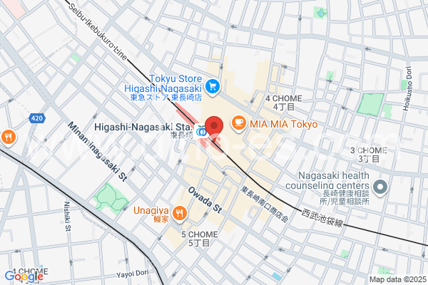 東長崎メンズエステの地図です。map of HigashiNagasaki station where spa and massage salons are located