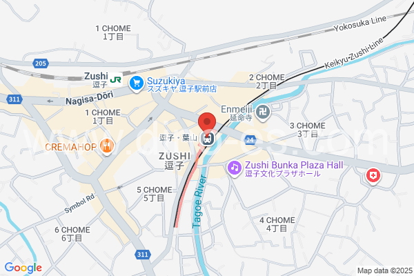 新逗子メンズエステの地図です。map of Shin-Zushi station where spa and massage salons are located