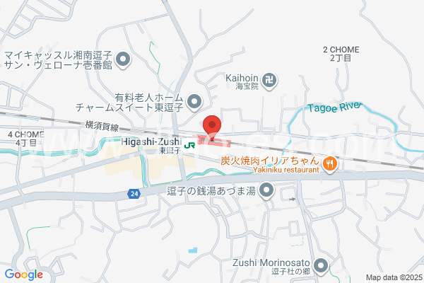 東逗子メンズエステの地図です。map of Higashi-Zushi station where spa and massage salons are located