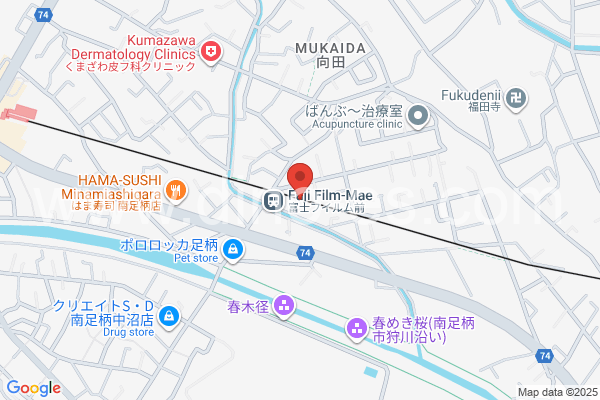 富士フィルム前メンズエステの地図です。map of Fuji Firumu Mae station where spa and massage salons are located