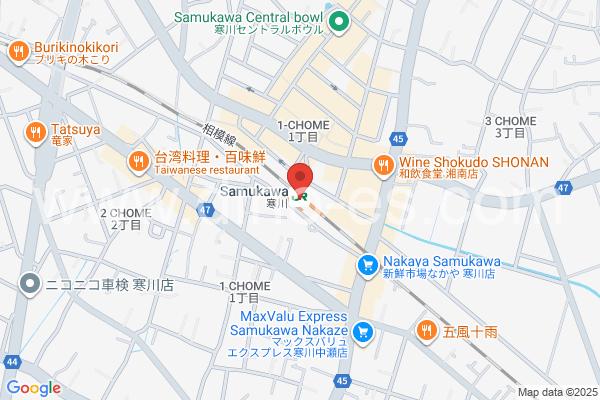 寒川メンズエステの地図です。map of Samukawa station where spa and massage salons are located