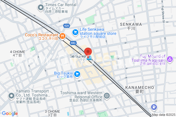 千川メンズエステの地図です。map of Senkawa station where spa and massage salons are located